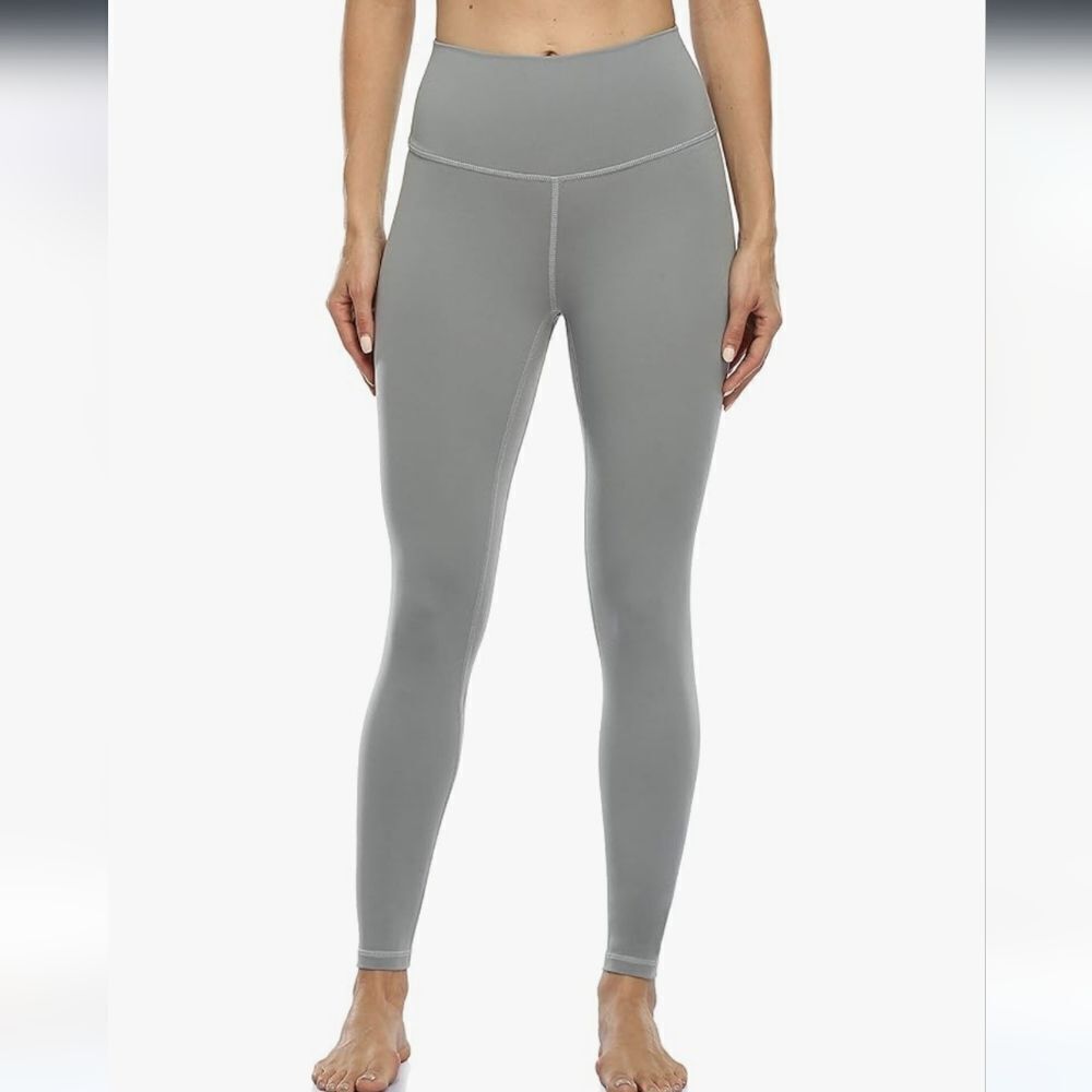 New YUNOGA Ultra Soft High Waisted Seamless Leggings Tummy Control Yoga gray L